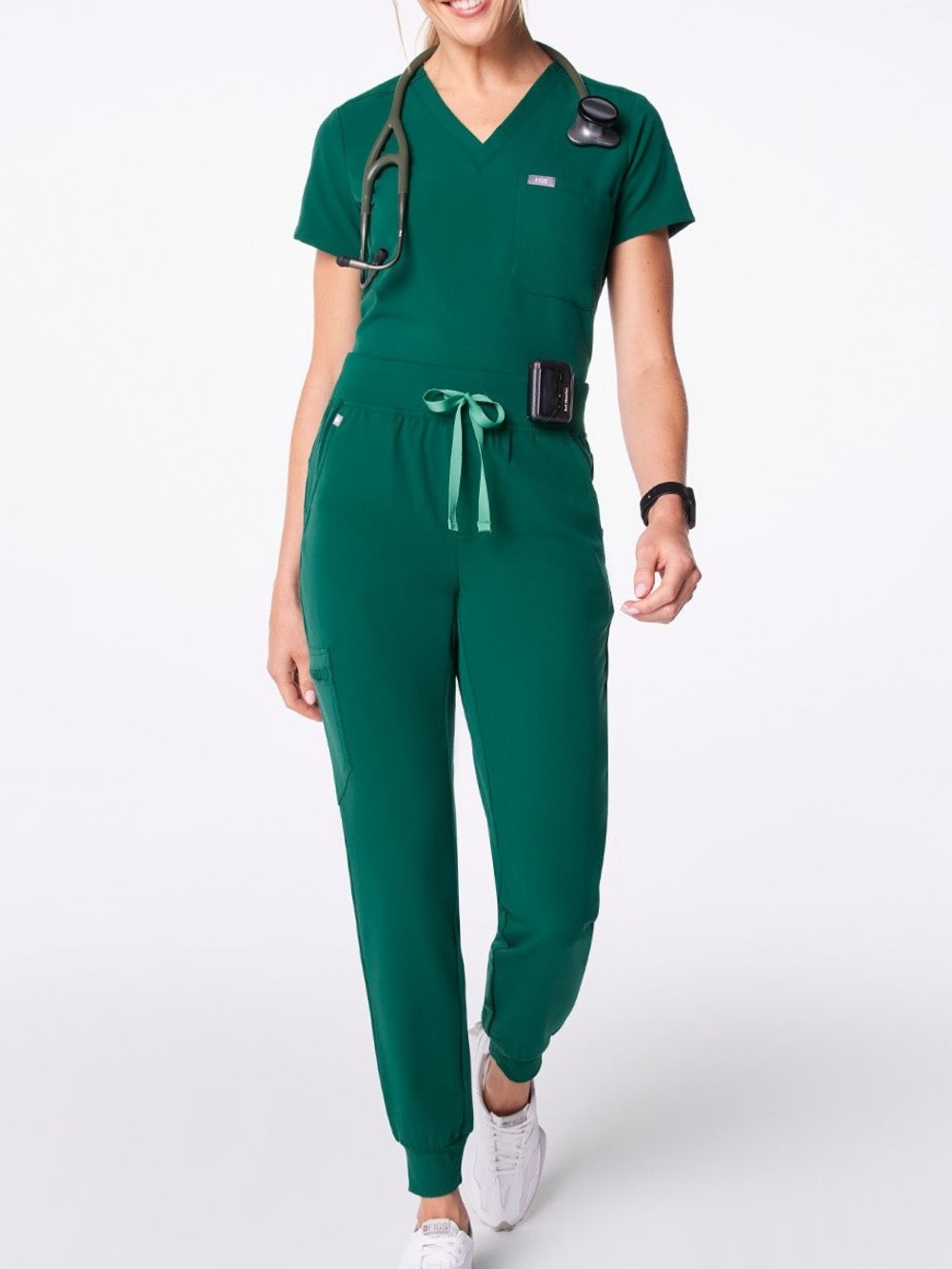 FIGS Hunter Green Scrub Set Large Catarina Top & Zamora Jogger Pants